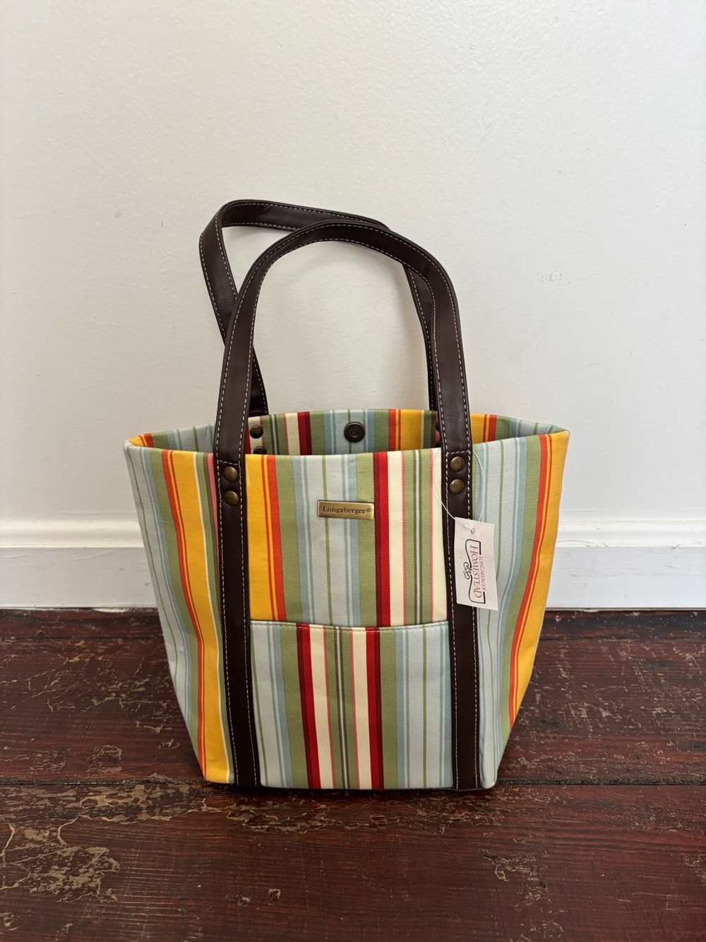 Longaberger Homestead small striped tote